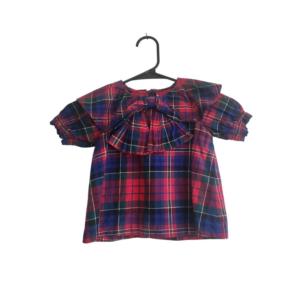 3 Janie and Jack plaid bow top